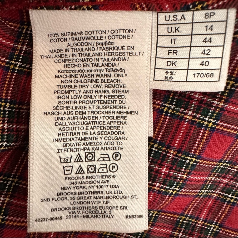 BROOKS BROTHERS Ruffle Tartan Blouse Quiet Luxury Old Money Equestrian - Picture 7 of 7